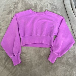 Bright purple, cropped crew neck!